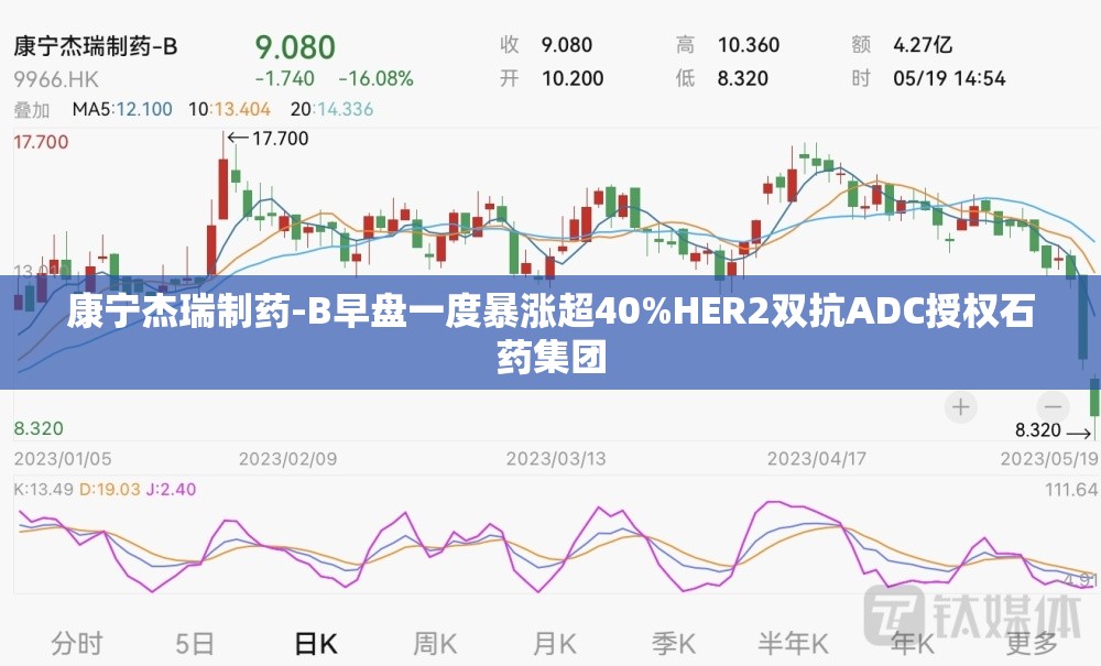 康宁杰瑞制药-B早盘一度暴涨超40%HER2双抗ADC授权石药集团