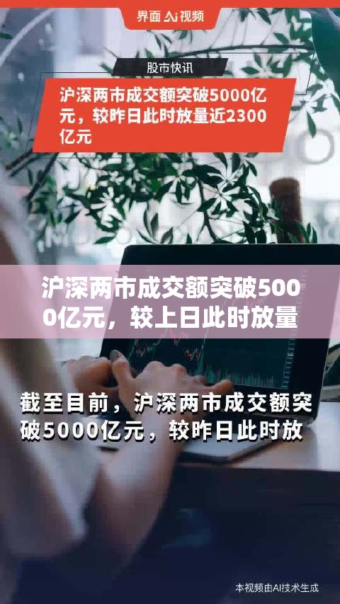沪深两市成交额突破5000亿元，较上日此时放量超2000亿元