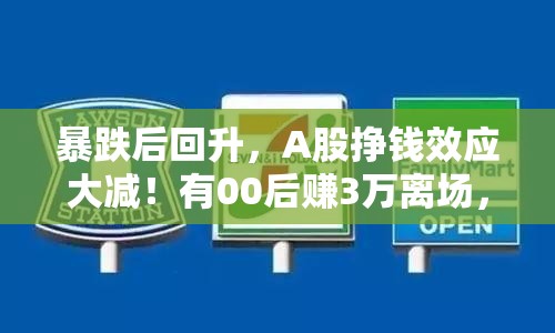 暴跌后回升，A股挣钱效应大减！有00后赚3万离场，外卖小哥贷款进场亏了1600元