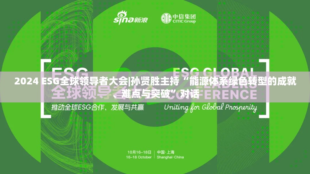 2024 ESG全球领导者大会|孙贤胜主持“能源体系绿色转型的成就、难点与突破”对话