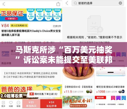马斯克所涉“百万美元抽奖”诉讼案未能提交至美联邦法院