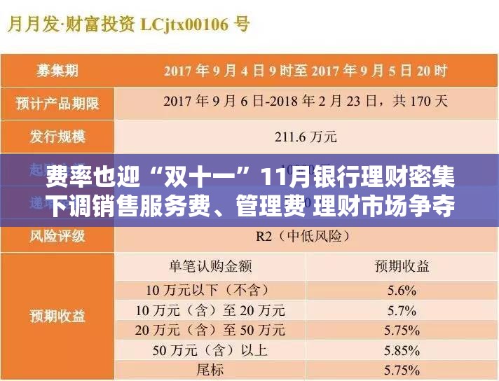 费率也迎“双十一”11月银行理财密集下调销售服务费、管理费 理财市场争夺战持续