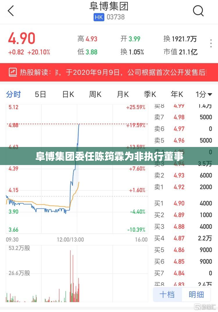 阜博集团委任陈筠霖为非执行董事