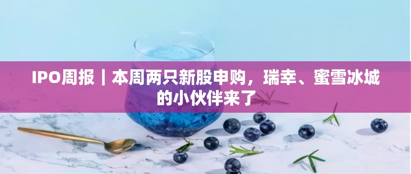 IPO周报｜本周两只新股申购，瑞幸、蜜雪冰城的小伙伴来了
