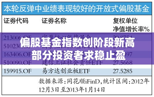偏股基金指数创阶段新高 部分投资者求稳止盈