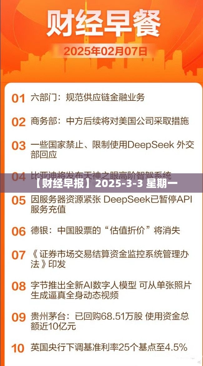 【财经早报】2025-3-3 星期一