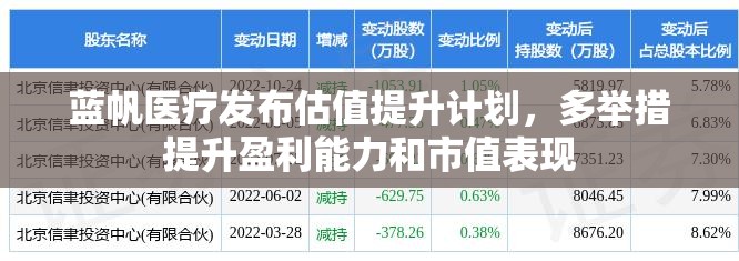 蓝帆医疗发布估值提升计划，多举措提升盈利能力和市值表现