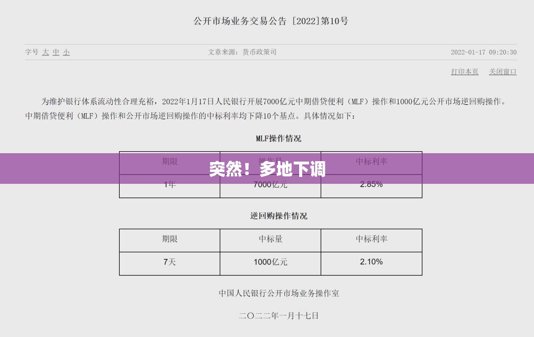 突然！多地下调
