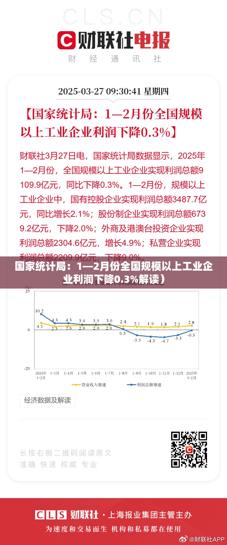 国家统计局：1—2月份全国规模以上工业企业利润下降0.3%解读）