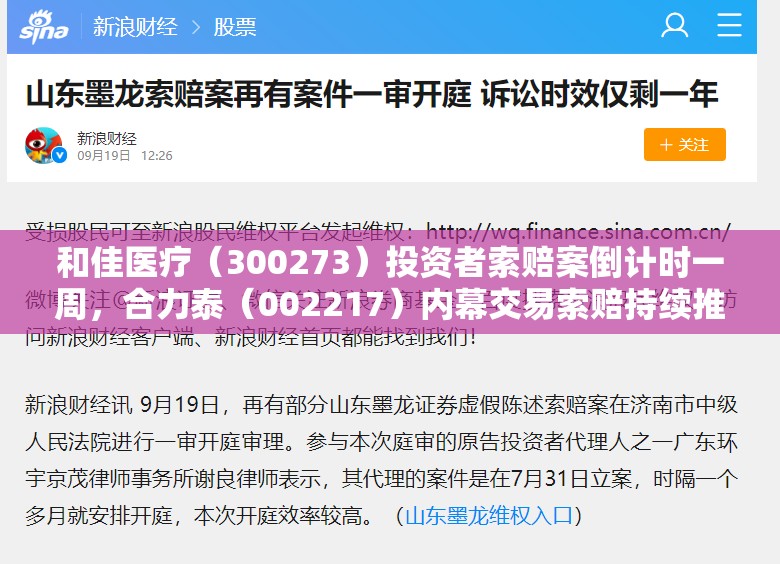 和佳医疗（300273）投资者索赔案倒计时一周，合力泰（002217）内幕交易索赔持续推进