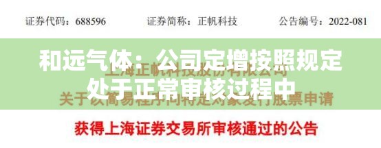 和远气体：公司定增按照规定处于正常审核过程中