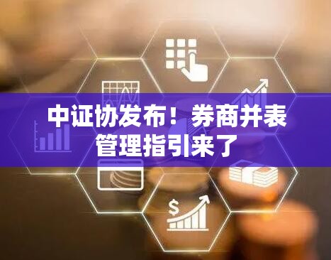 中证协发布！券商并表管理指引来了