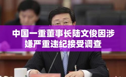 中国一重董事长陆文俊因涉嫌严重违纪接受调查
