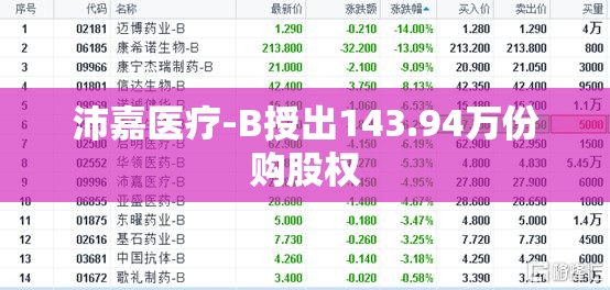 沛嘉医疗-B授出143.94万份购股权