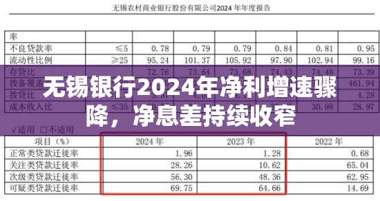 无锡银行2024年净利增速骤降，净息差持续收窄