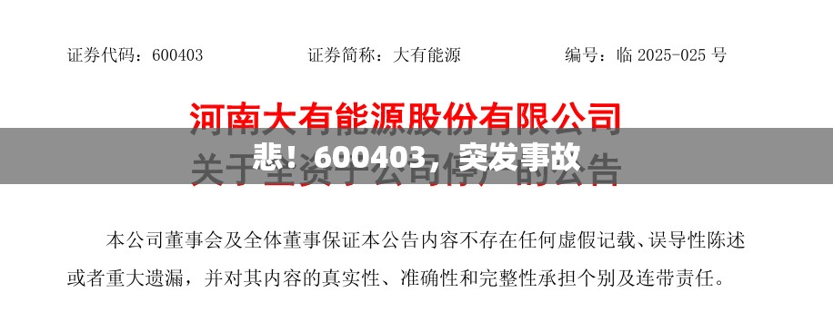 悲！600403，突发事故