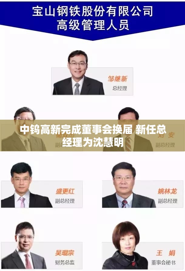 中钨高新完成董事会换届 新任总经理为沈慧明