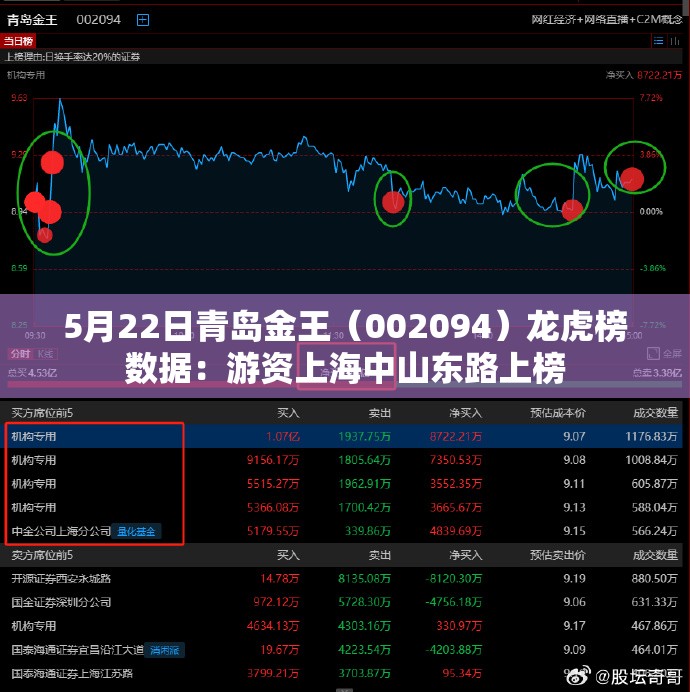 5月22日青岛金王（002094）龙虎榜数据：游资上海中山东路上榜