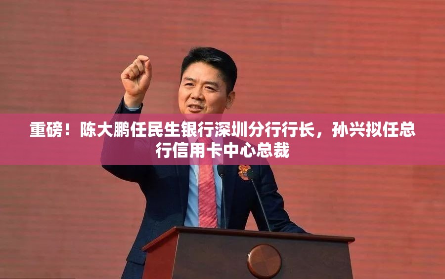 重磅！陈大鹏任民生银行深圳分行行长，孙兴拟任总行信用卡中心总裁