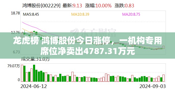 龙虎榜 鸿博股份今日涨停，一机构专用席位净卖出4787.31万元