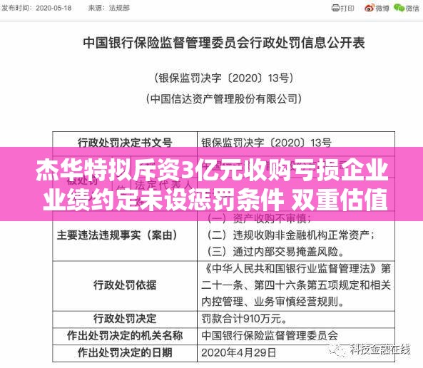 杰华特拟斥资3亿元收购亏损企业 业绩约定未设惩罚条件 双重估值模式引关注