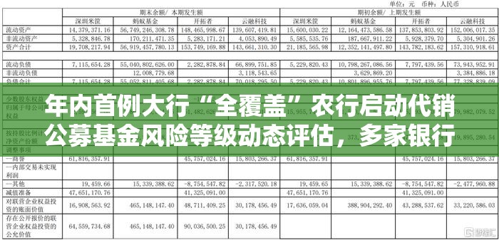 年内首例大行“全覆盖”农行启动代销公募基金风险等级动态评估，多家银行已官宣调整