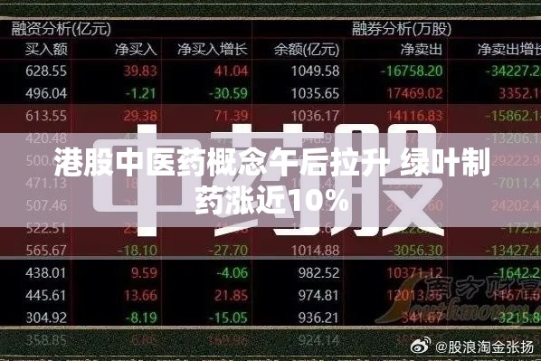 港股中医药概念午后拉升 绿叶制药涨近10%