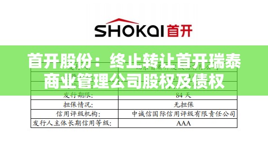 首开股份：终止转让首开瑞泰商业管理公司股权及债权